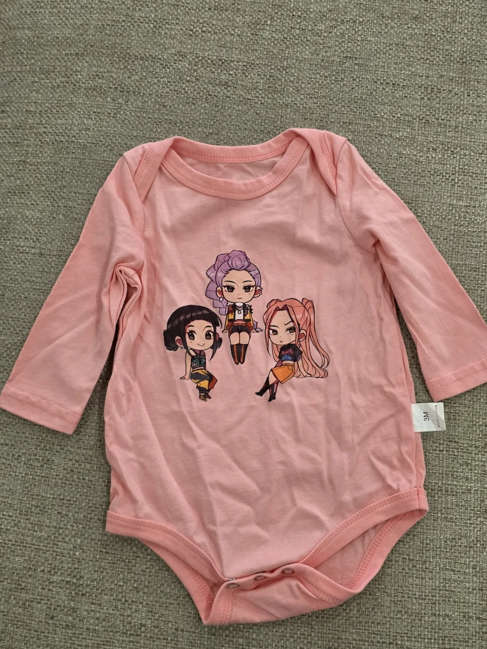 Kpop demon hunters Kids Long Sleeve  Bodysuits- Pink and White